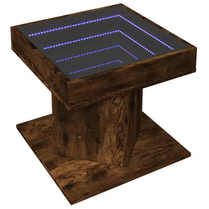 vidaXL Coffee Table with LED Smoked Oak 50x50x45 cm Engineered Wood