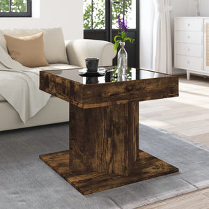 vidaXL Coffee Table with LED Smoked Oak 50x50x45 cm Engineered Wood