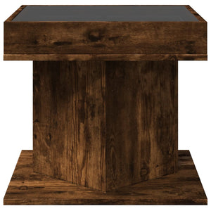 vidaXL Coffee Table with LED Smoked Oak 50x50x45 cm Engineered Wood