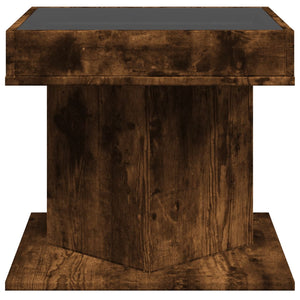 vidaXL Coffee Table with LED Smoked Oak 50x50x45 cm Engineered Wood