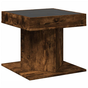 vidaXL Coffee Table with LED Smoked Oak 50x50x45 cm Engineered Wood