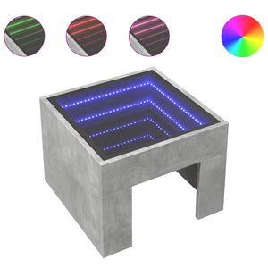 vidaXL Coffee Table with Infinity LED Concrete Grey 40x40x30 cm