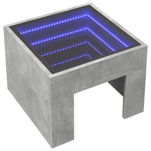 vidaXL Coffee Table with Infinity LED Concrete Grey 40x40x30 cm