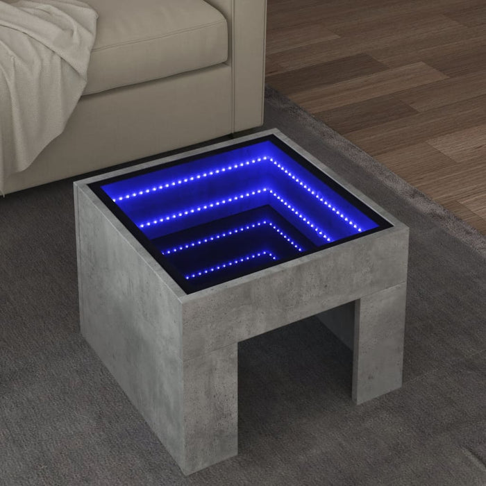 vidaXL Coffee Table with Infinity LED Concrete Grey 40x40x30 cm