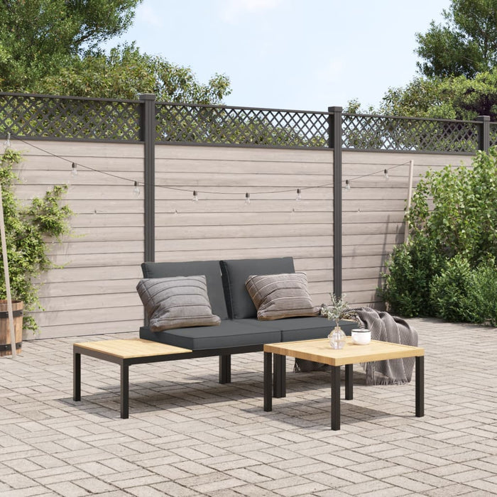 vidaXL 3 Piece Garden Sofa Set with Cushions Black Aluminium