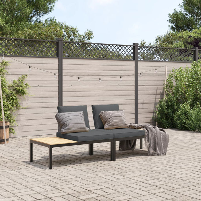 vidaXL 2 Piece Garden Sofa Set with Cushions Black Aluminium