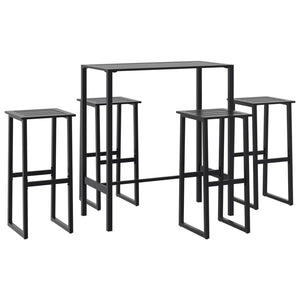 vidaXL 5 Piece Garden Bar Set Black Powder-coated Steel