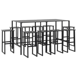 vidaXL 11 Piece Garden Bar Set Black Powder-coated Steel