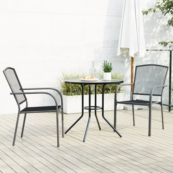 vidaXL Stackable Garden Chair Set 3 pcs Anthracite Powder-coated Steel