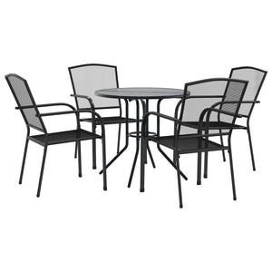 vidaXL Stackable Garden Chair Set 5 pcs Anthracite Powder-coated Steel