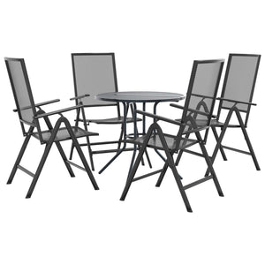 vidaXL Reclining Garden Chair Set 5 pcs Anthracite Powder-coated Steel