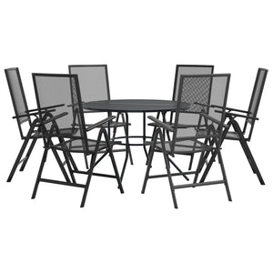 vidaXL Reclining Garden Chair Set 7 pcs Anthracite Powder-coated Steel