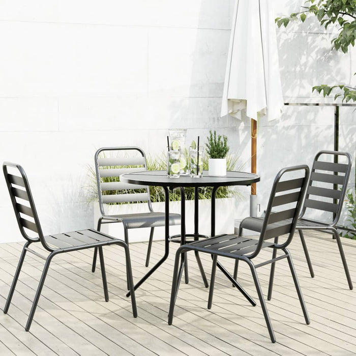 vidaXL Stackable Garden Chair Set 5 pcs Anthracite Powder-coated Steel