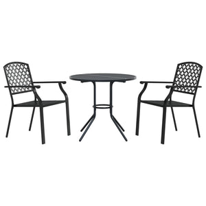 vidaXL Stackable Garden Chair Set 3 pcs Anthracite Powder-coated Steel