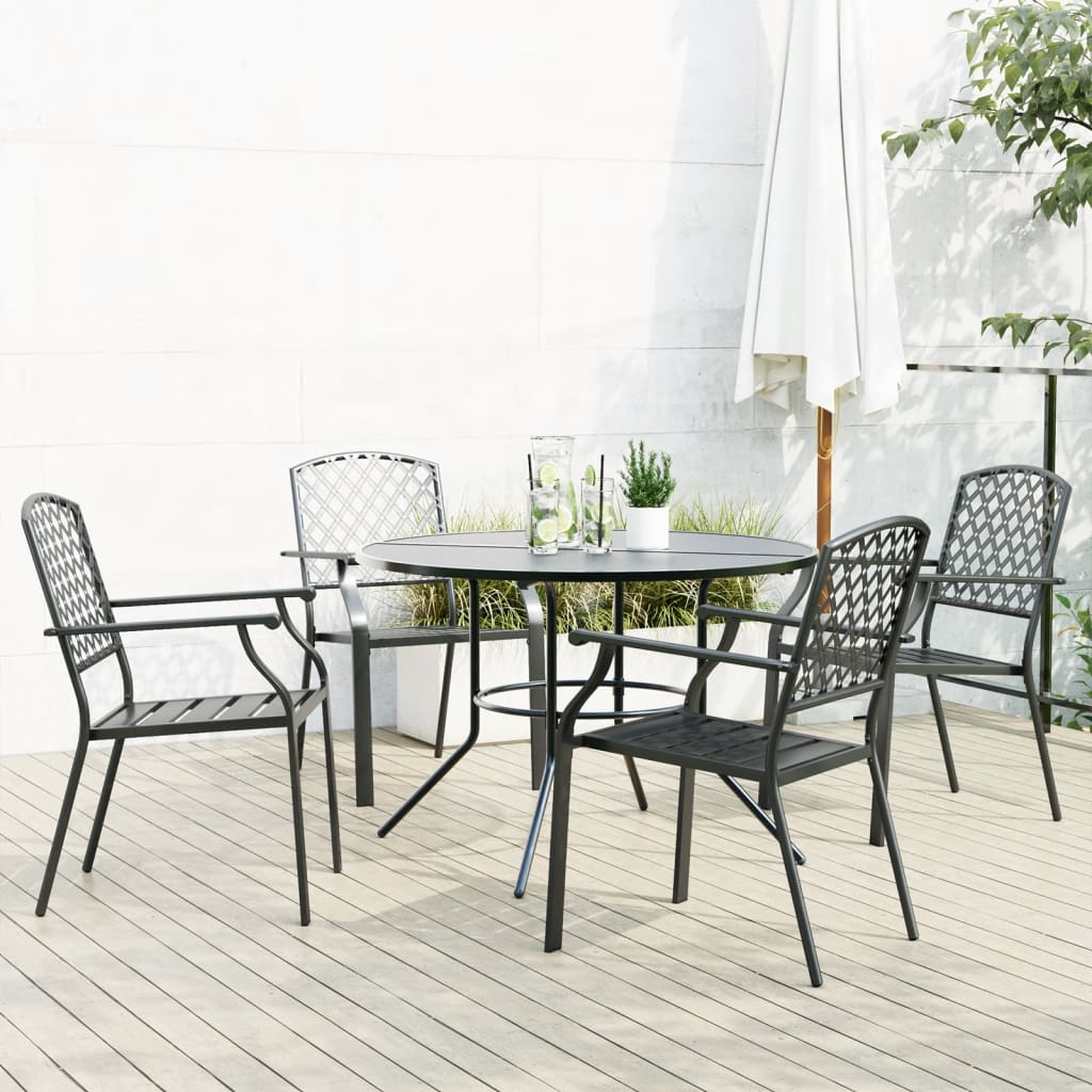 vidaXL Stackable Garden Chair Set 5 pcs Anthracite Powder-coated Steel