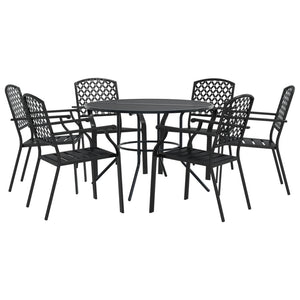 vidaXL Stackable Garden Chair Set 7 pcs Anthracite Powder-coated Steel