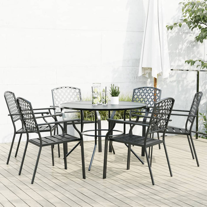 vidaXL Stackable Garden Chair Set 7 pcs Anthracite Powder-coated Steel