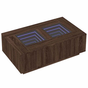 vidaXL Coffee Table with Infinity LED Brown Oak 116x69x40 cm