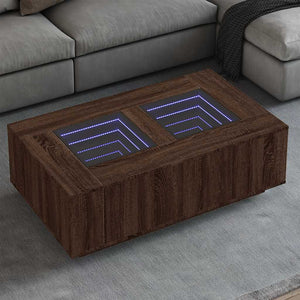 vidaXL Coffee Table with Infinity LED Brown Oak 116x69x40 cm