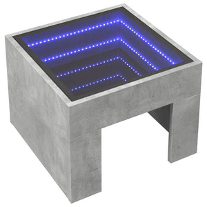 vidaXL Bedside Table with Infinity LED Concrete Grey 40x40x30 cm