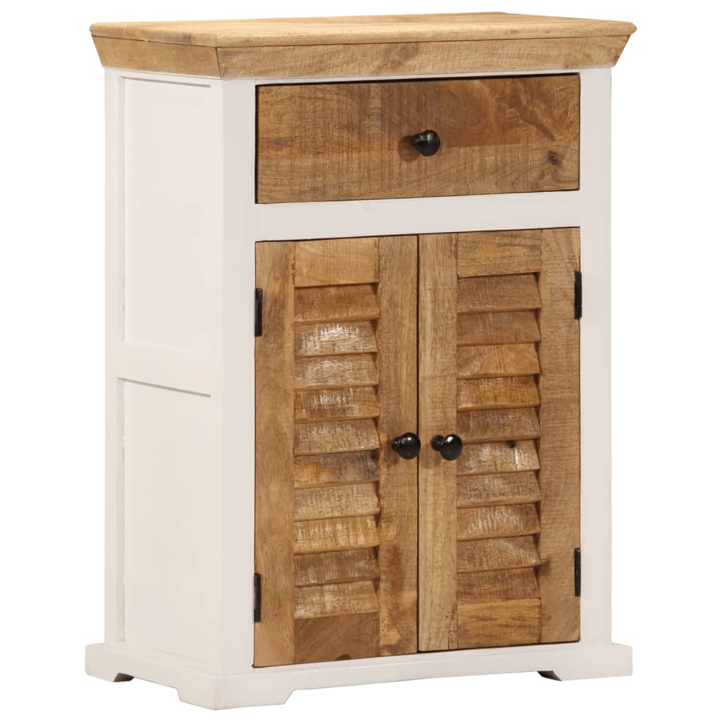 vidaXL Sideboard White and Brown 55x30x73 cm Solid Rough Wood Mango