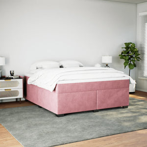 vidaXL Box Spring Bed with Mattress Pink 180x200 cm Velvet