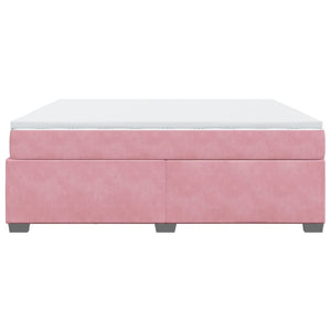 vidaXL Box Spring Bed with Mattress Pink 180x200 cm Velvet