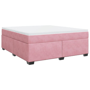 vidaXL Box Spring Bed with Mattress Pink 180x200 cm Velvet