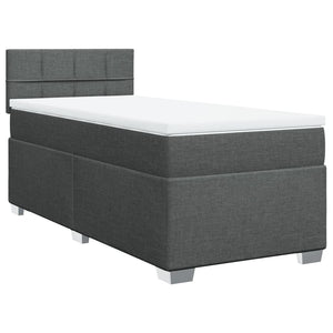 vidaXL Box Spring Bed with Mattress Dark Grey 90x200 cm Fabric