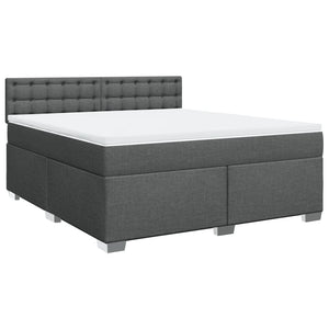 vidaXL Box Spring Bed with Mattress Dark Grey 180x200 cm Fabric