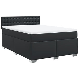 vidaXL Box Spring Bed with Mattress Black 160x200 cm Faux Leather