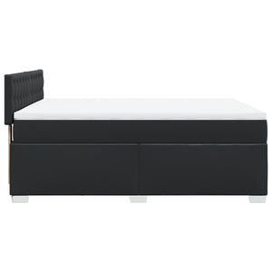 vidaXL Box Spring Bed with Mattress Black 160x200 cm Faux Leather