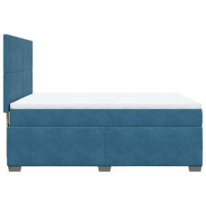 vidaXL Box Spring Bed with Mattress Blue 140x190 cm Velvet