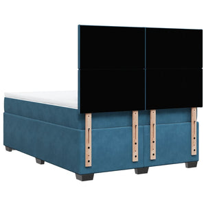 vidaXL Box Spring Bed with Mattress Blue 140x190 cm Velvet