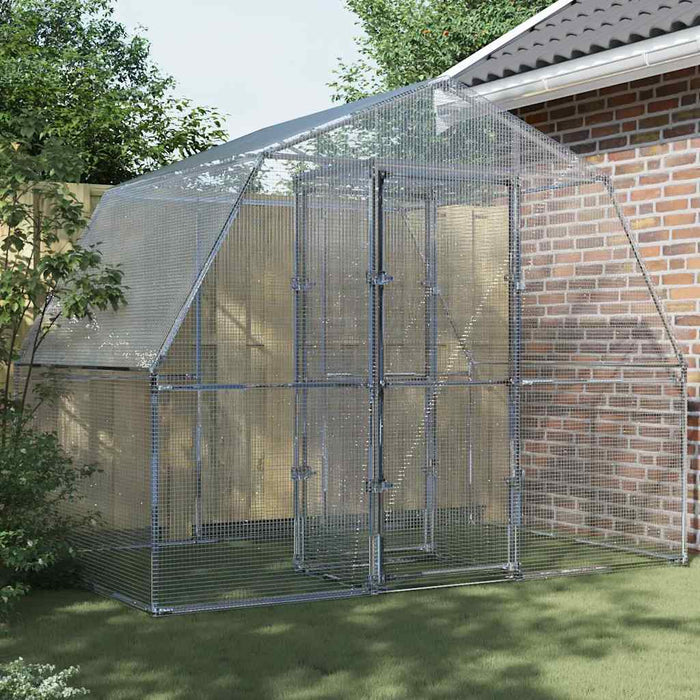 vidaXL Bird Cage with Door Silver Galvanised Steel