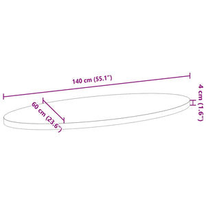 vidaXL Table Top 140x60x4 cm Solid Wood Oak Oval