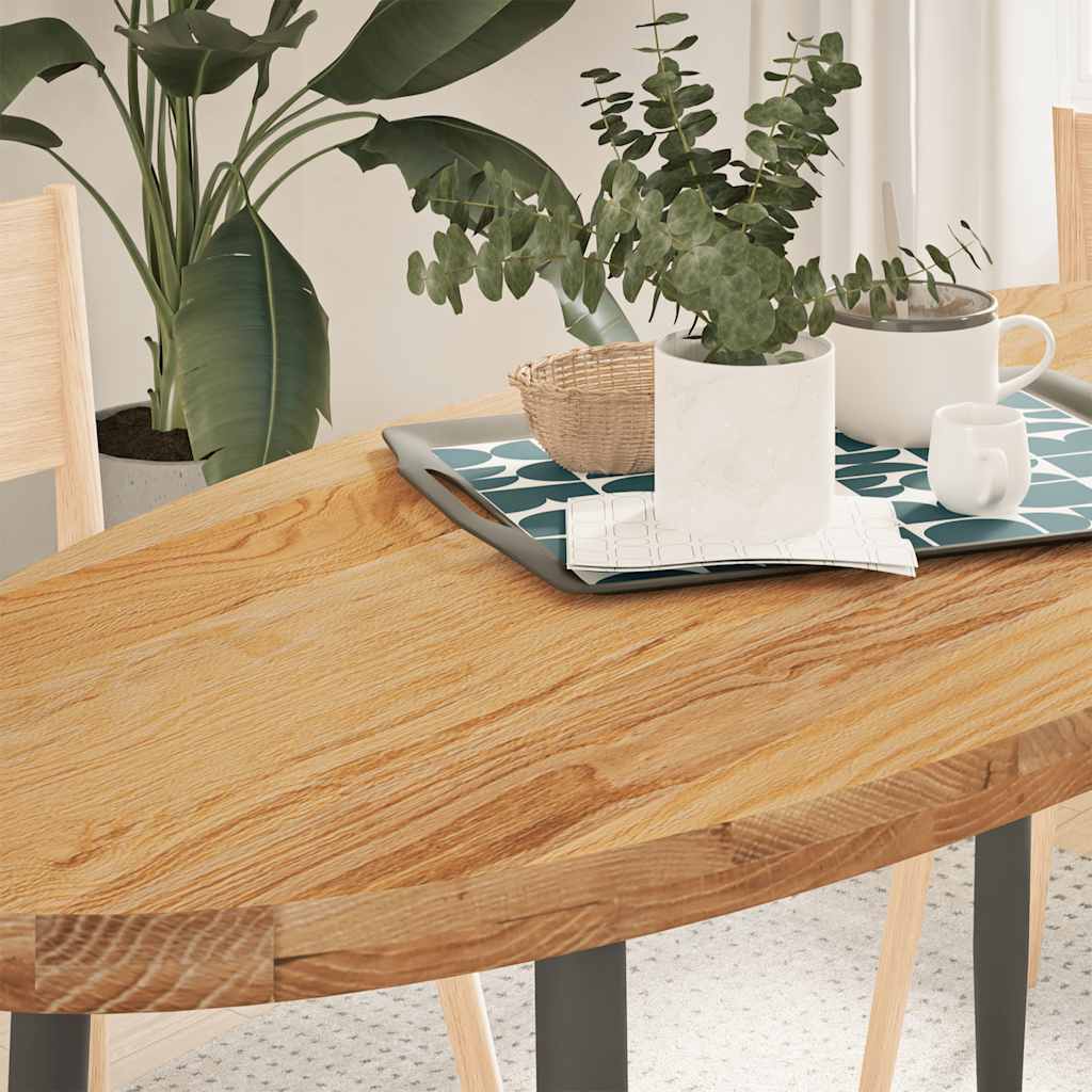 vidaXL Table Top Light Brown 140x60x4 cm Solid Wood Oak Oval