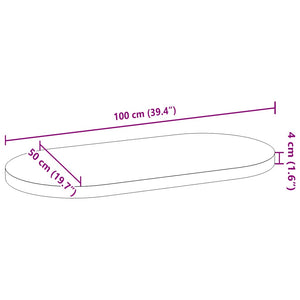 vidaXL Table Top 100x50x4 cm Solid Wood Oak Oval