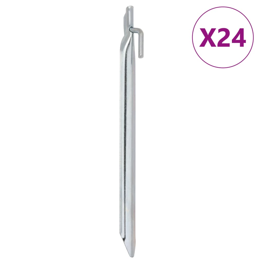 vidaXL Tent Pegs 24 pcs V-shaped 25 cm Ø20 mm Galvanised Steel