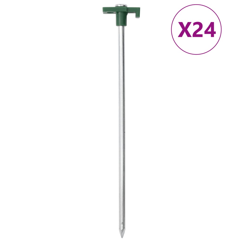 vidaXL Tent Pegs 24 pcs 25 cm 7 mm Galvanised Steel and PP