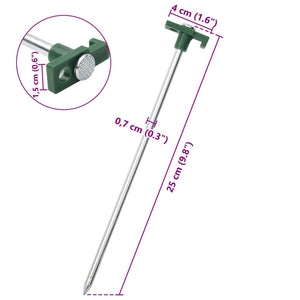 vidaXL Tent Pegs 24 pcs 25 cm 7 mm Galvanised Steel and PP