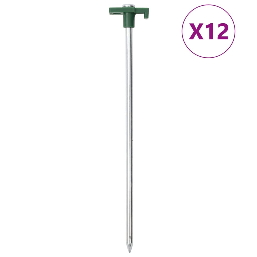 vidaXL Tent Pegs 12 pcs 25 cm 7 mm Galvanised Steel and PP