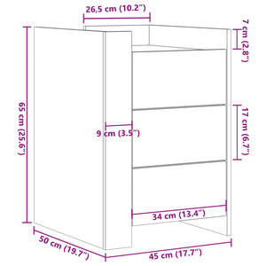 vidaXL Bedside Cabinet Concrete Grey 45x50x65 cm Engineered Wood