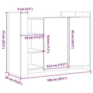 vidaXL Sideboard White 100x35x75 cm Engineered Wood