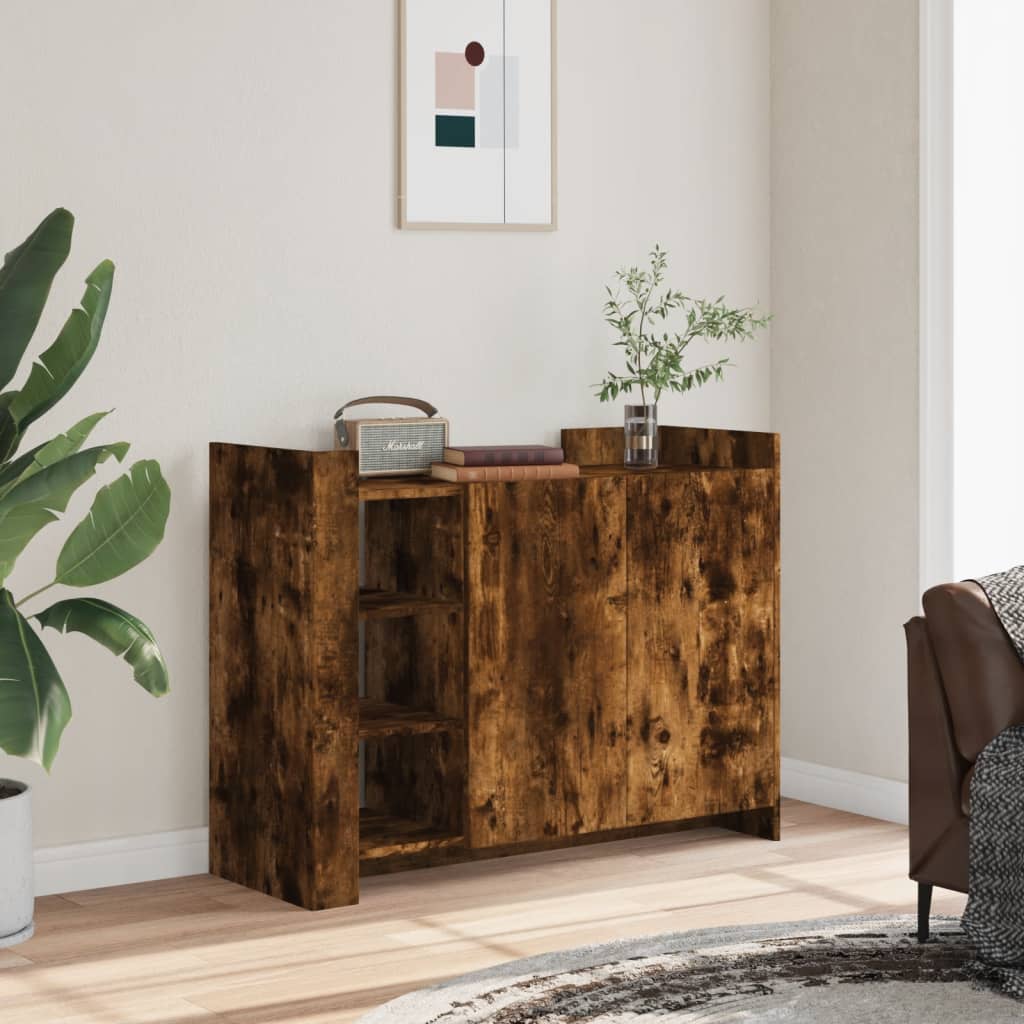 vidaXL Sideboard Smoked Oak 100x35x75 cm Engineered Wood