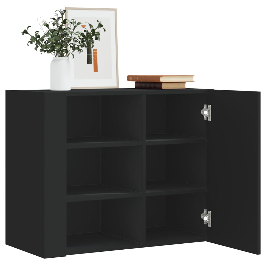 vidaXL Wall Cabinet Black 75x35x60 cm Engineered Wood