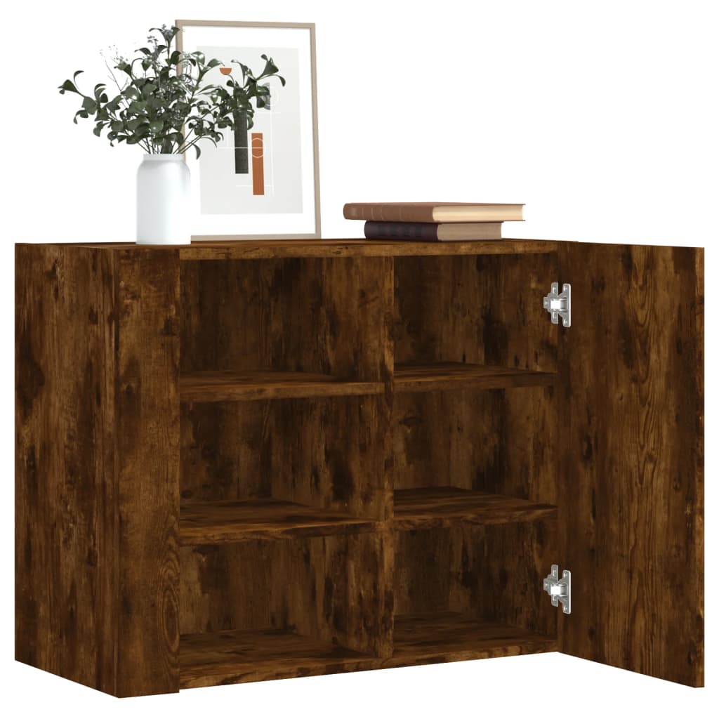 vidaXL Wall Cabinet Smoked Oak 75x35x60 cm Engineered Wood