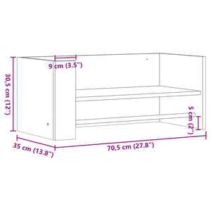 vidaXL Wall Shelf Black 70.5x35x30.5 cm Engineered Wood