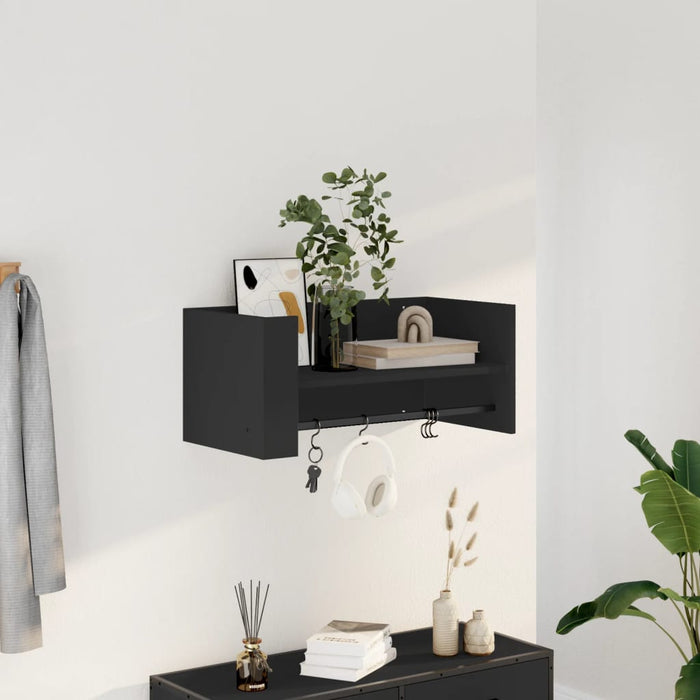 vidaXL Wall Shelf Black 70.5x35x30.5 cm Engineered Wood