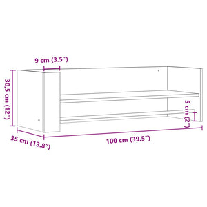 vidaXL Wall Shelf White 100x35x30.5 cm Engineered Wood